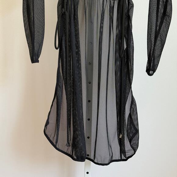 Unbranded sz OS Black Sheer Mesh Cover Up Beach Kimono Duster Robe - Picture 2 of 10